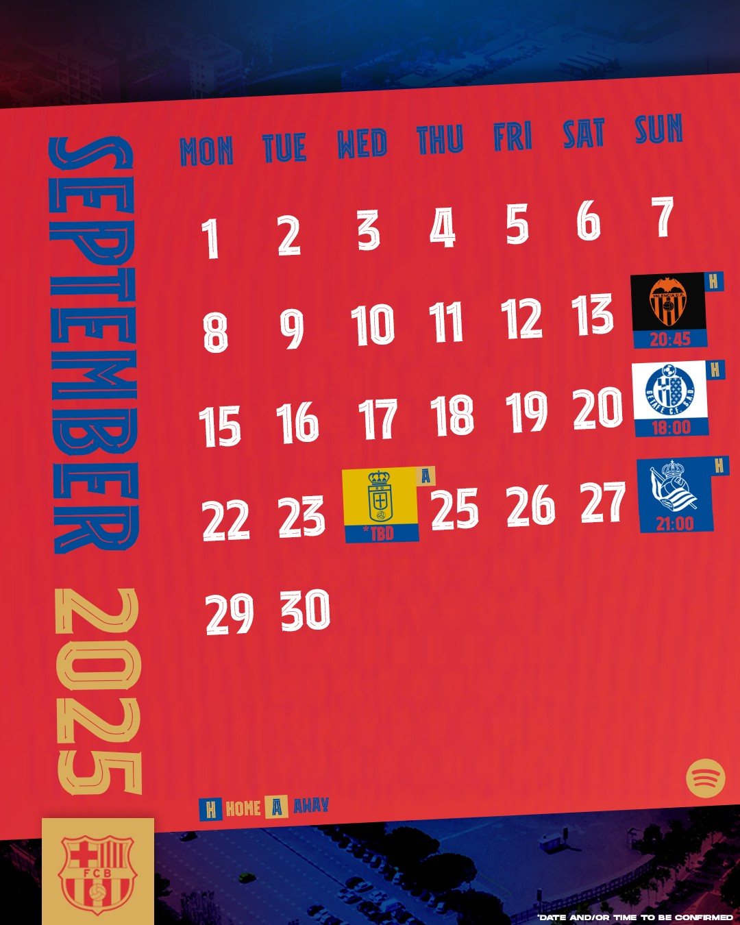 Le calendrier du mois