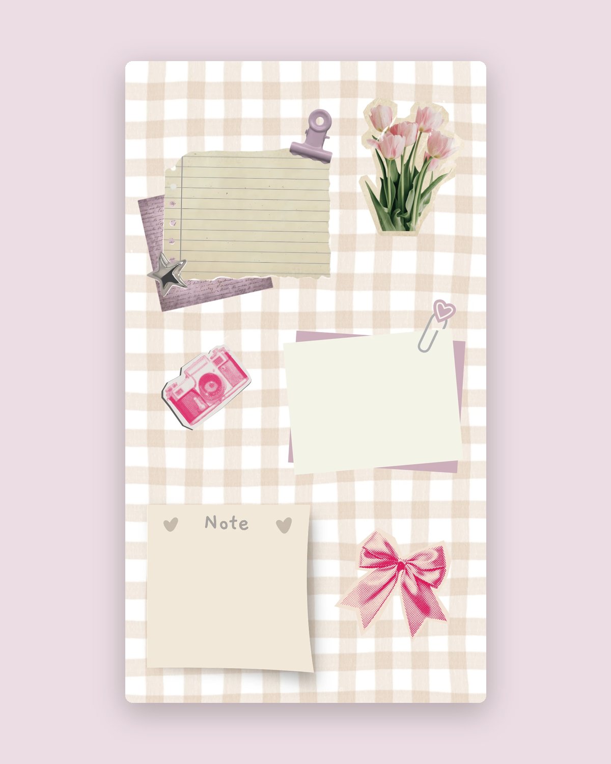 A collage page: papers, photos and stickers