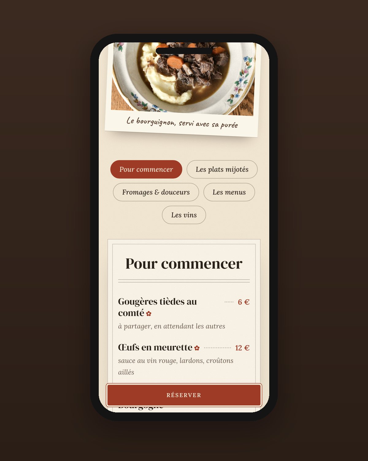 On mobile: the old-style menu