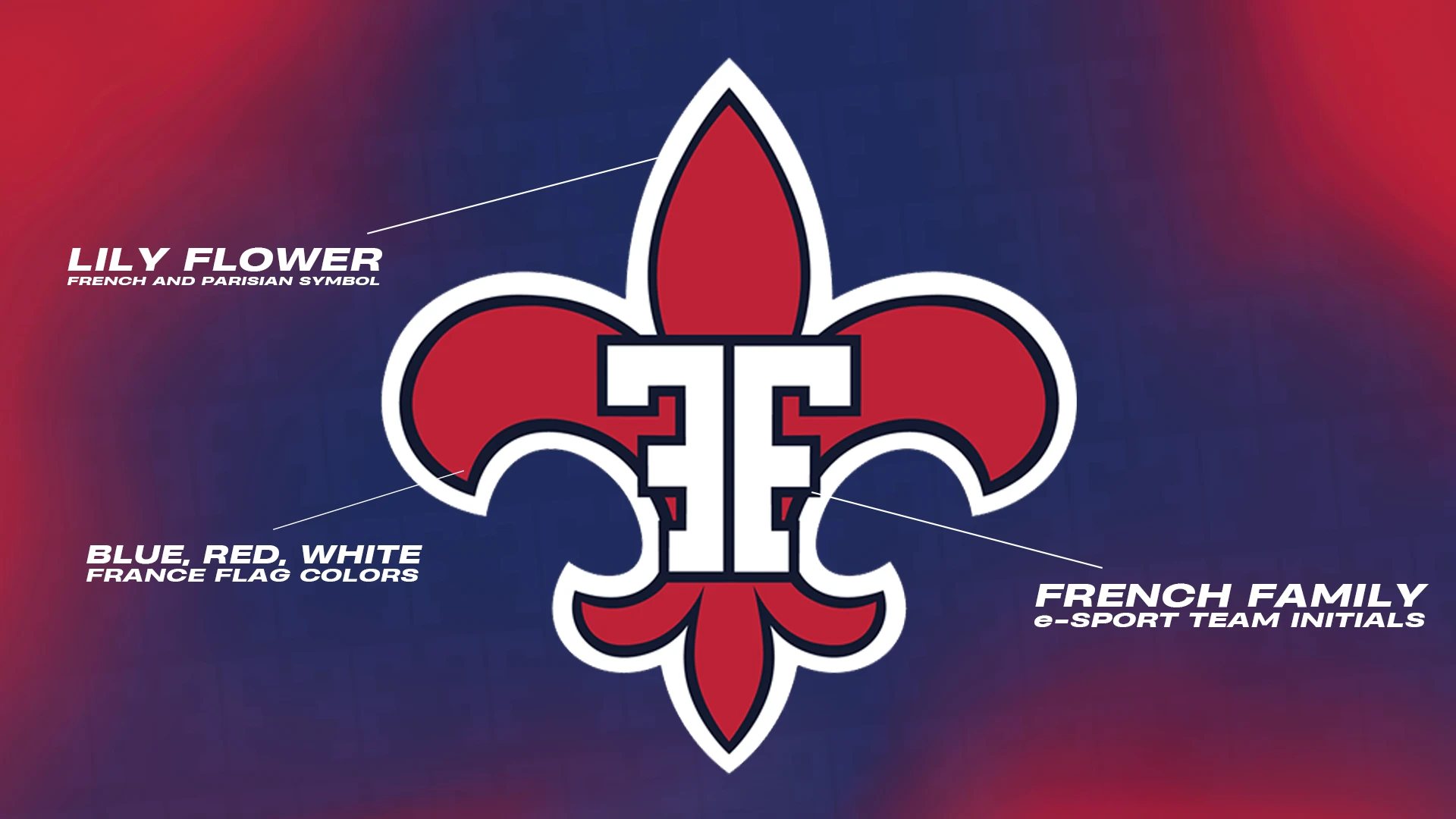 What the logo says: the fleur-de-lis, the flag colours and the team initials