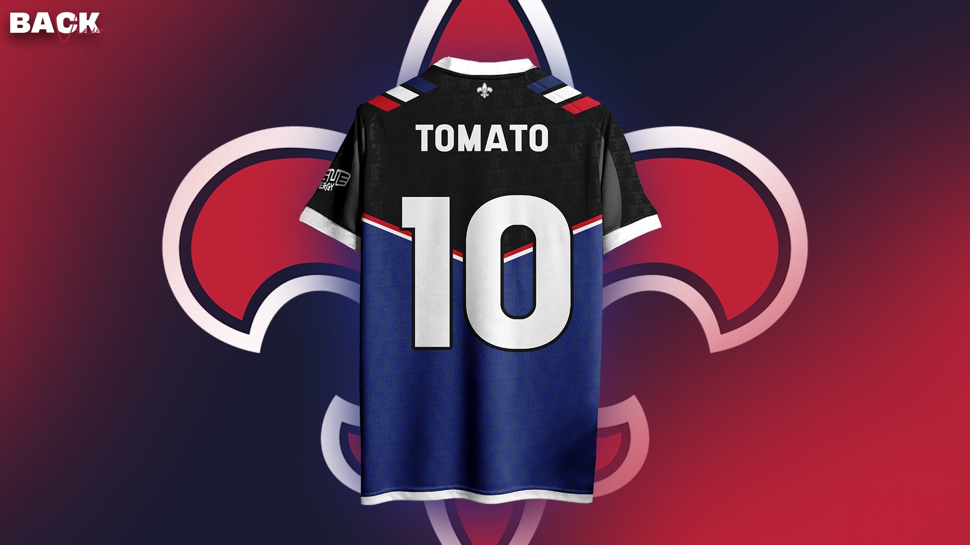Back view, with the player’s name and number