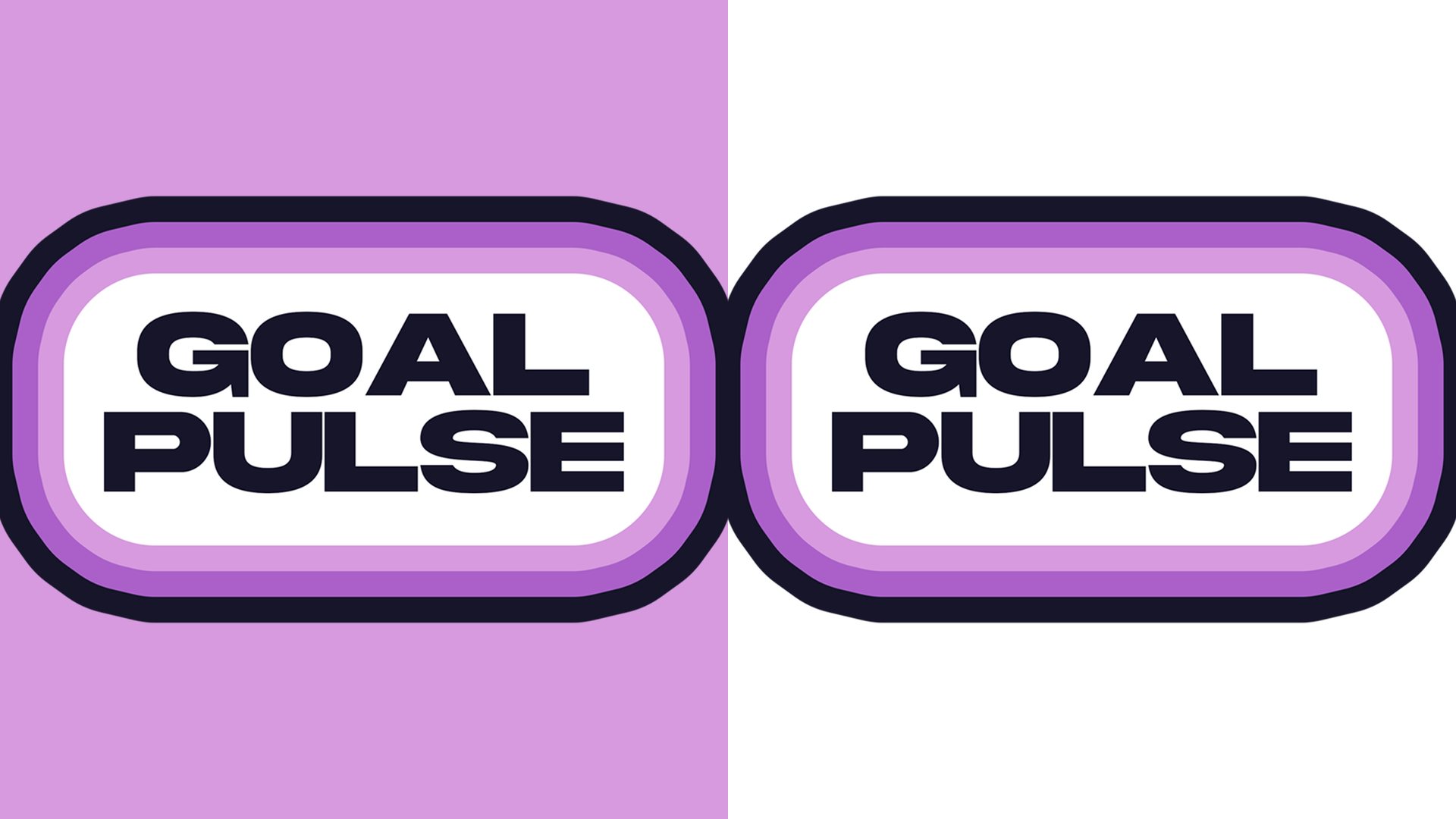 Le logo pastille, sur fond lilas et sur fond blanc