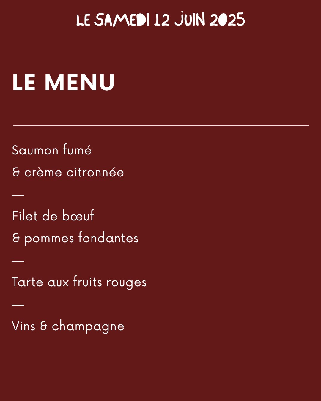 The menu