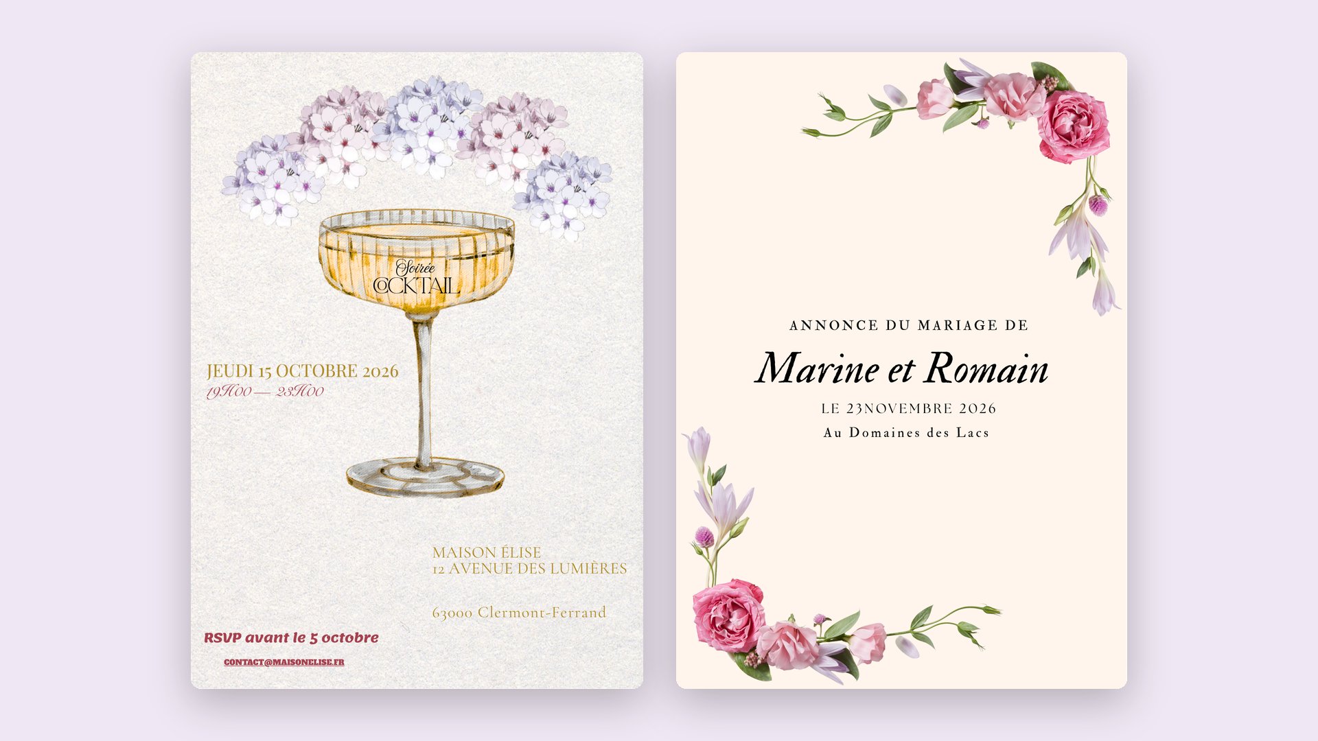 Cocktail evening and wedding announcement