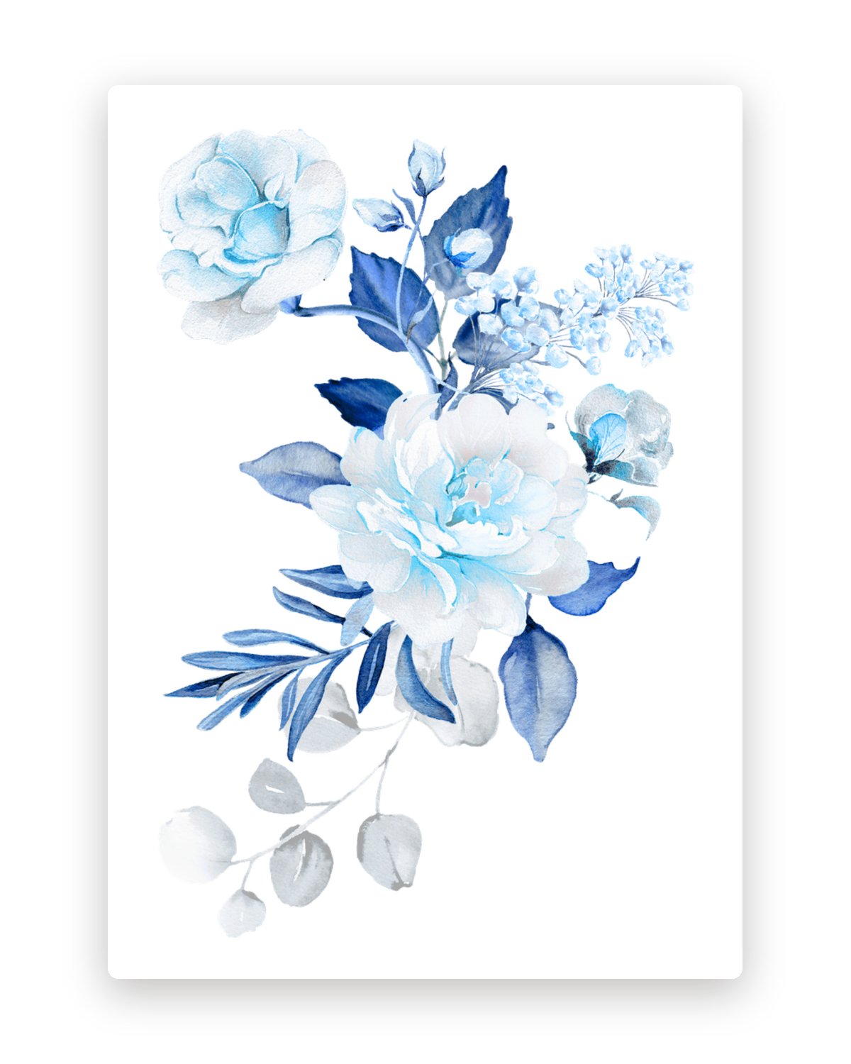The matching blue floral illustration