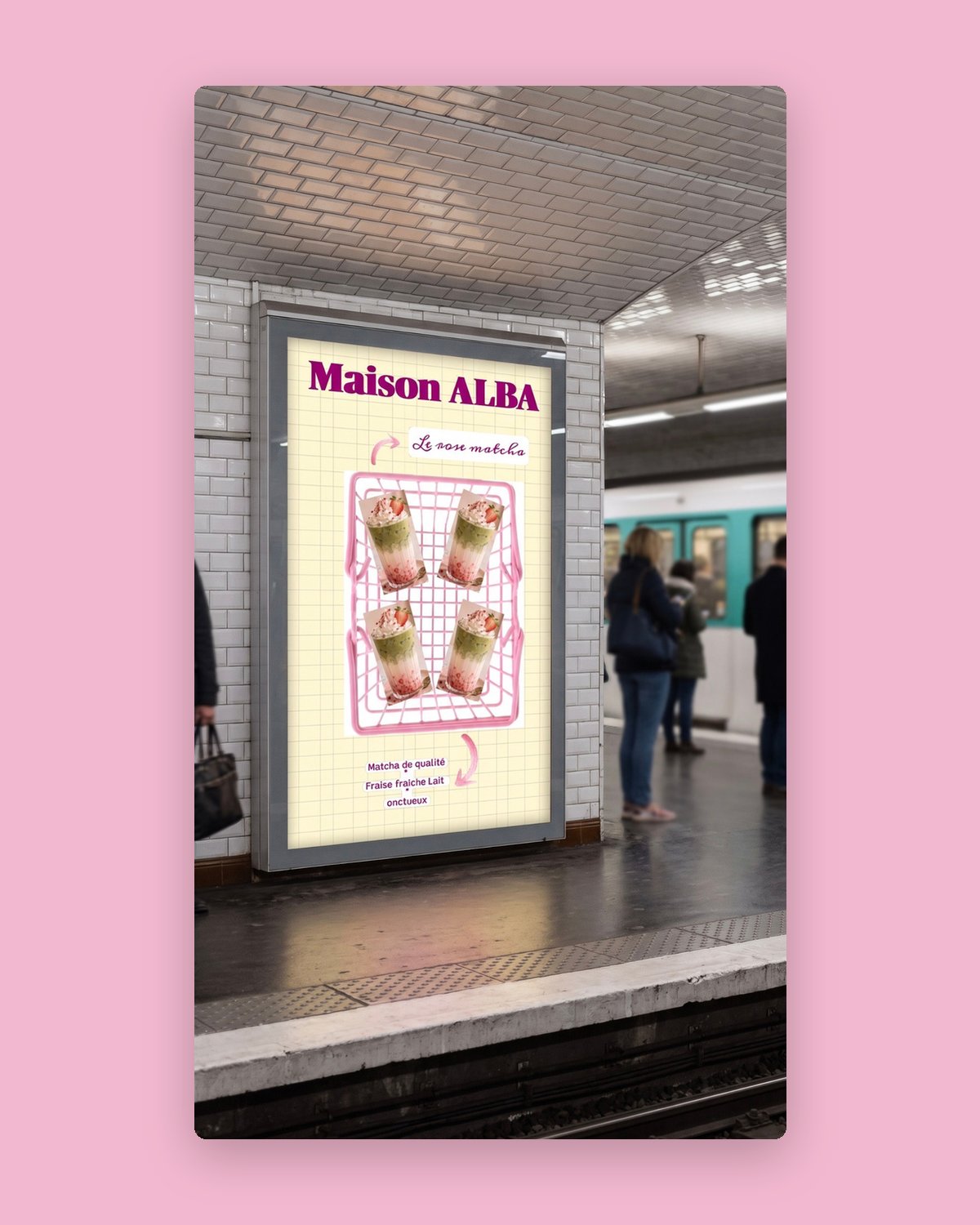 “Pink matcha” on a metro platform