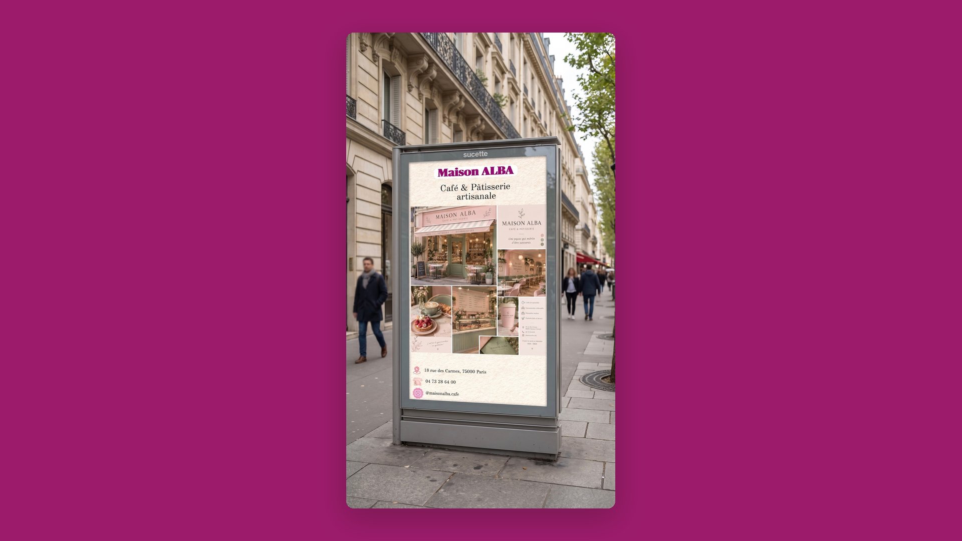 The venue poster on street furniture