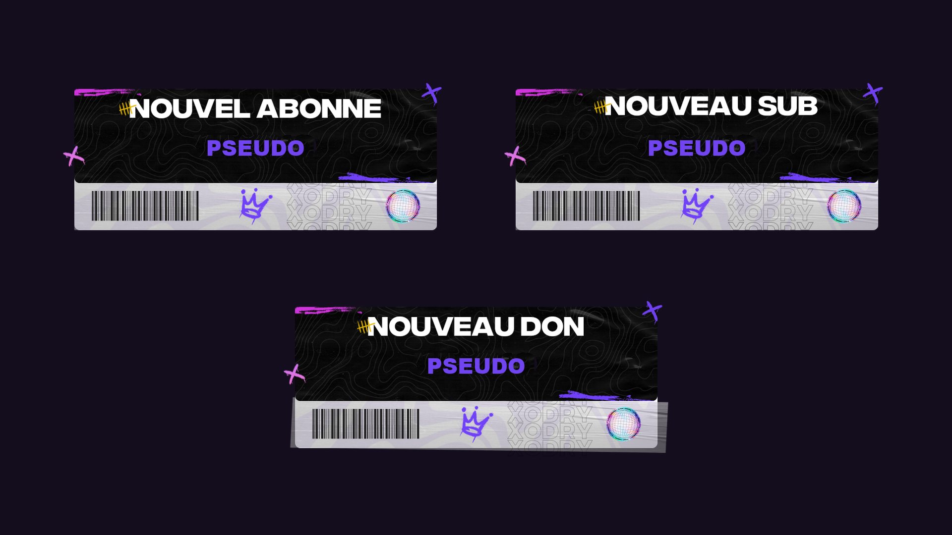 Alerts: new follower, new sub, new donation